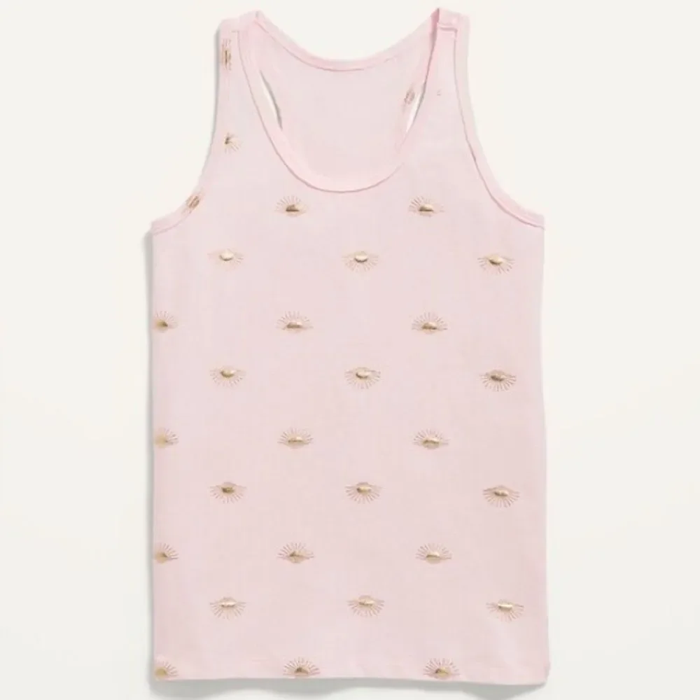 Old Navy size medium Light Pink racerback Tank Top with Gold Sunburst Pattern